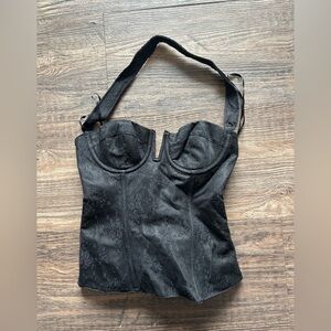 Frederick’s of Hollywood Bridal Lace Elegant Black Bustier Top 34 Medium Corset